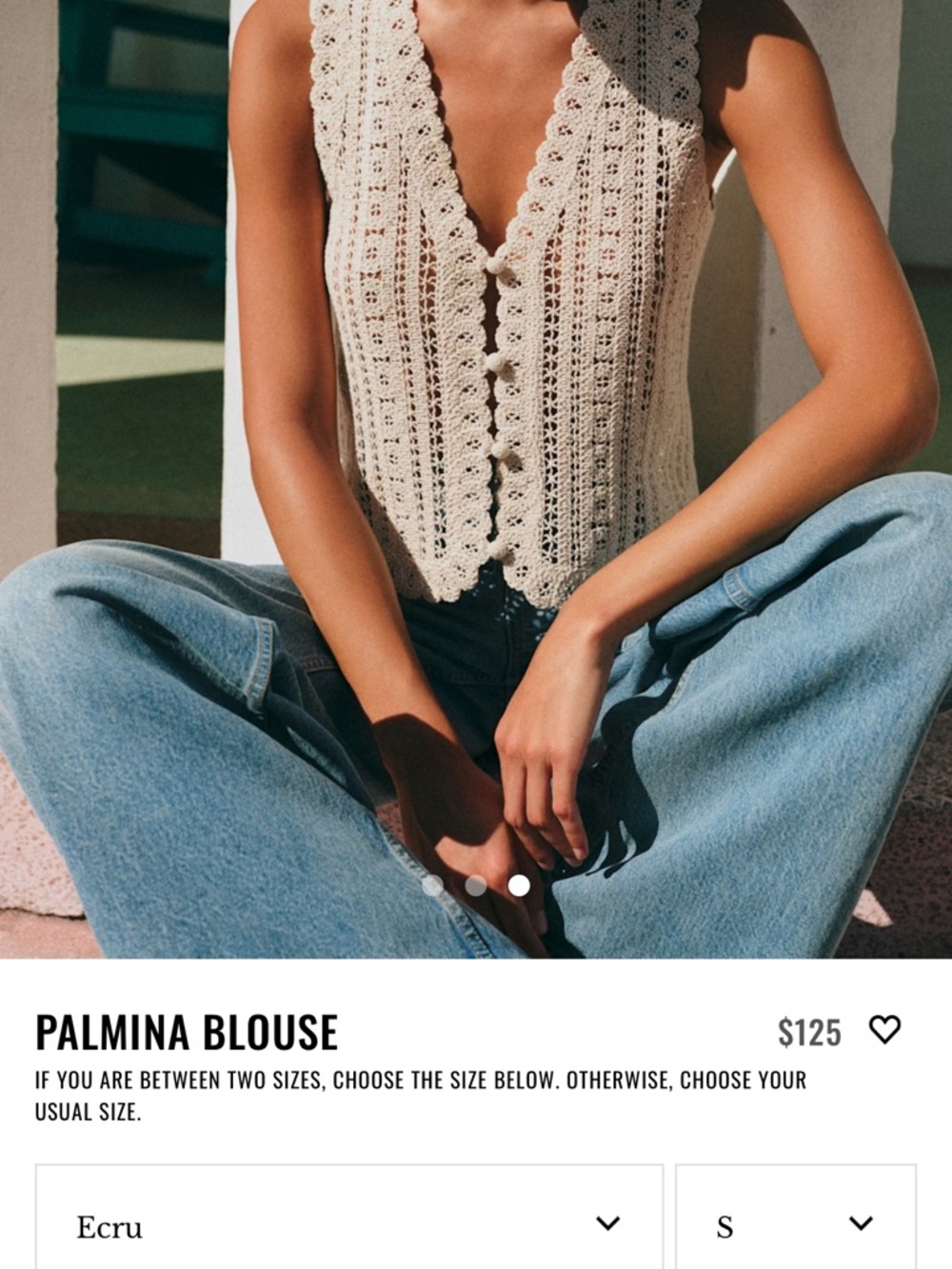 Sezane Palmina Blouse Ecru - Size S - Picture 2 of 3